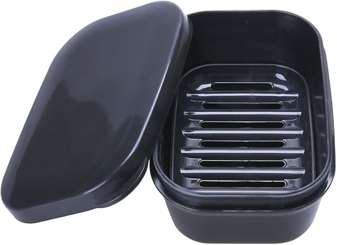 1 Pack Soap Travel Container Portable Soap Case Leakproof Soap Box Soap Saver Dish with Cover Plastic Soap Bar Holder for Camping Outdoor Bathroom Shower Gym Hiking Traveling（Black）