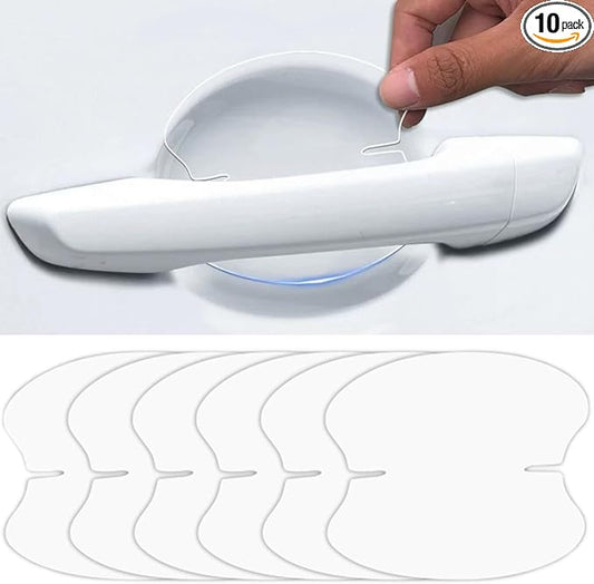 10pcs Clear Car Door Handle Scratch Potector TPU Car Door Sticker Universal Protective Films for Vehicles (Clear)