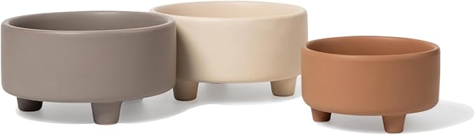 Waggo Uplift Ceramic Dog Bowl for Small Medium and Large Breeds - Heavyweight and Durable Pet Food and Water Dish Crock, Dishwasher Safe, Modern, Elevated Feeder (Clay, Medium)