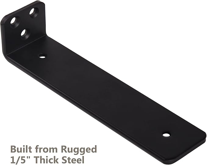 12-Pack 6 Inch Floating Shelf Brackets, Heavy Duty Hidden Shelves Bracket for Small Shelf, Kitchen Shelf, Nursery Shelf, Black Powder Coated Steel