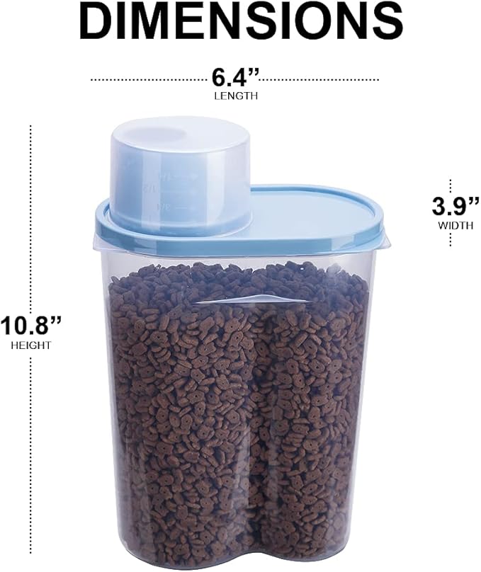 GreenJoy 2 Pack 2lb/2.5L Pet Food Storage Container with Measuring Cup, Can Covers and Bowl for Small Dog, Cat, Waterproof-BPA Free