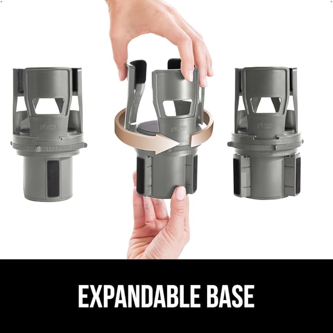 GORILLA GRIP Patent Pending Car Cup Holder Expander, Keeps Large Drink Cups Secure, Expands Fits Yeti, HydroFlask, Stanley 18 to 48oz Large Water Bottles, Coffee Mug, Adjustable Arms Insert, Gray