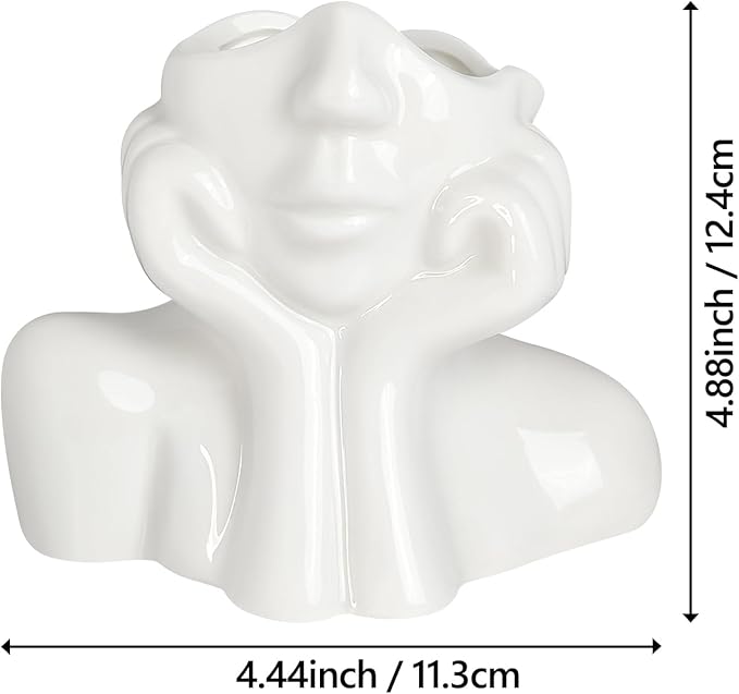 Ceramic Face Pen Holder Organizer, Female Form Face Pen Tools Storage Cup for Desk Accessories, Compact Pencil Holder for Desktop, Living Room, School, Home and Office Decor