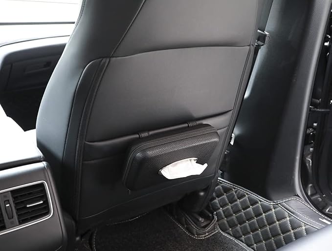 Car Tissue Holder, Sun Visor Napkin Holder, Car Visor Tissue Holder, PU Leather Backseat Tissue Case Holder for Car,Vehicle (Black)