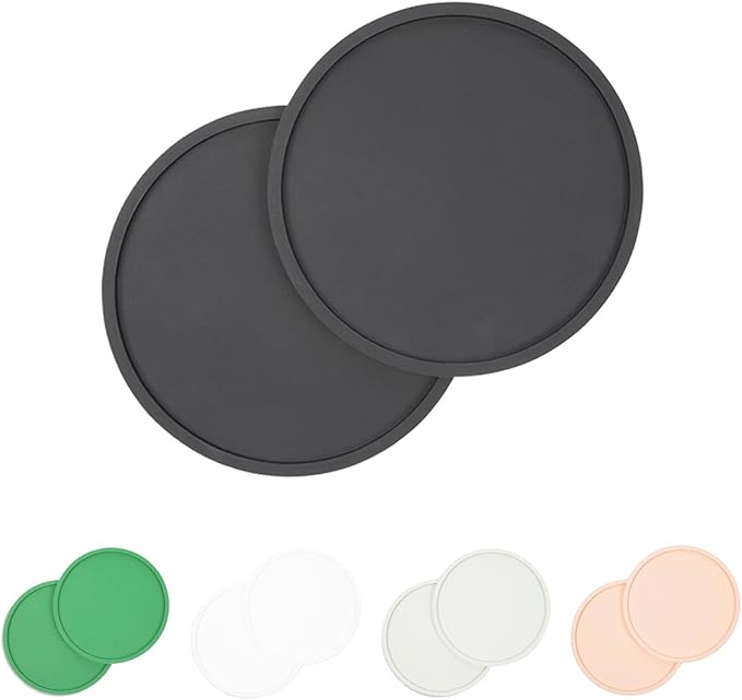 Waggo Habit Silicone Dog Placemat – Set of 2 Modern Heavyweight Silicone Dog Food Mats, Dishwasher Safe, Non-Slip, Solid Color – Black (Medium, 7")