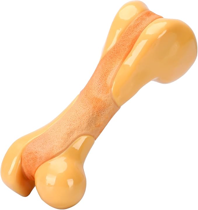 Tikaton Indestructible Dog Chew Toys for Aggressive Chewers, Chicken Flavor Durable Dog Teething Chew Toys Bones for Large/Medium/Small Puppies