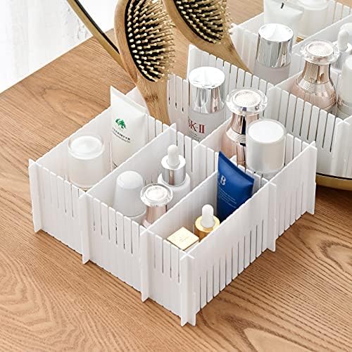 (Plastic Divider + Combination Accessories) Drawer Divider DIY Drawer Organizer No Cut Socks Medicine Cosmetics Small Items Underwear Tie Desktop Organizer (20 pcs 16x2.7 inches + 60 accessories)