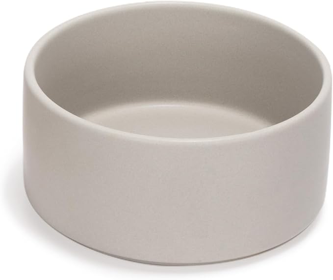 SPUNKYJUNKY 42OZ Ceramic Dog and Cat Bowl, Modern Cute Weighted Food Water Bowl for Replacement Grey (2 Pack)