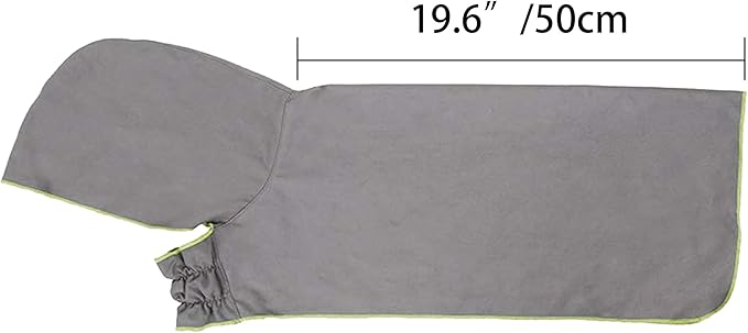 DogLemi Super Absorbent Bath Towels for Dogs Fast Drying Dog Bathrobe 100% Microfiber Washable Towel Robe with Hood for Large Medium Small Pets (Grey, M)