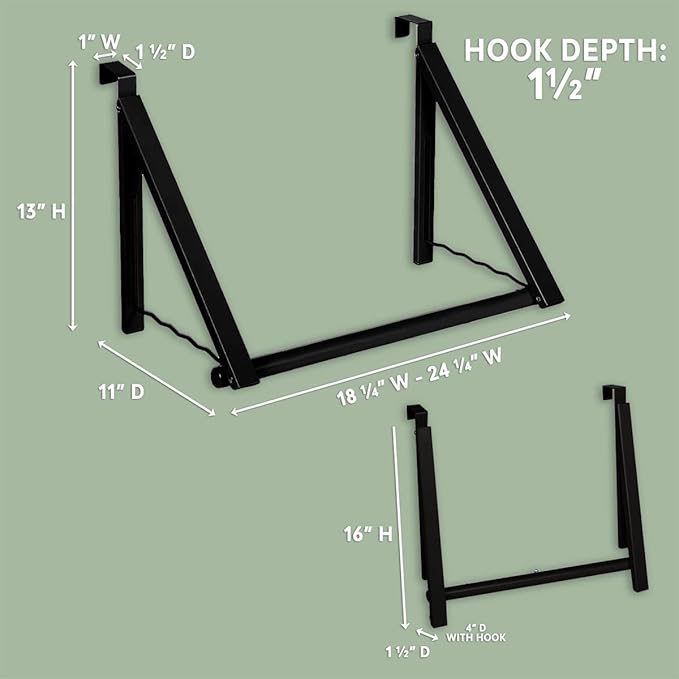 HOLDN’ STORAGE Over The Door Hanger - Foldable Rack Organizer for Hanging Clothes, Coats & Towels, Ideal for Dorm Rooms, Laundry, Bathrooms, Etc - Holds up to 35 LBs, Collapsible - Black (2 Pack)