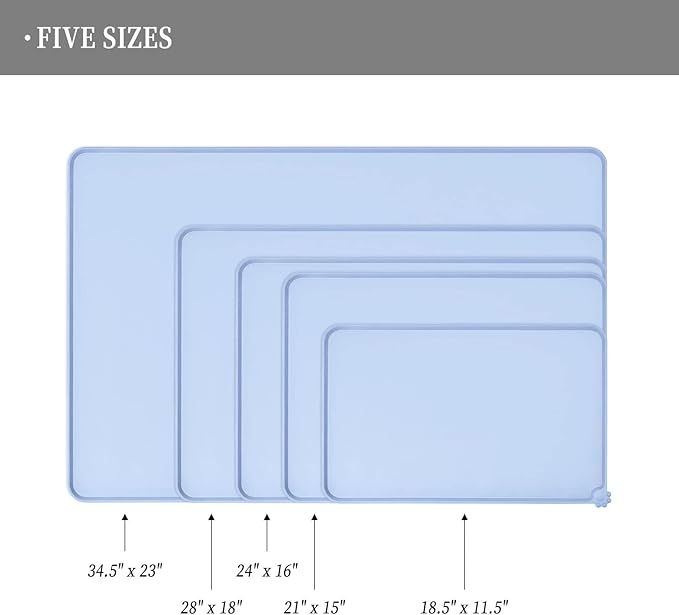 Reopet Waterproof Pet Feeding Mat with High Raised Edges, Heavier and Thicker Placemats for Cat Dog Water Bowl with BPA Free, Dogs Cats Food Mats for Messy Drinkers to Prevent Spill and Protect Floors