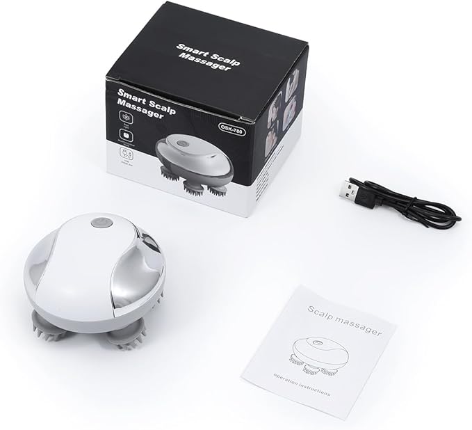 AMIR Electric Scalp Massager, Handheld Pet Massager for Dogs and Cats, Cat Head and Back Scratcher with 3 Speed Modes, 4 Massage Heads, Waterproof Electric Cat Massage Tool for Promote Bonding