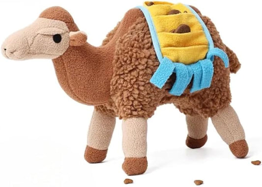SNIFF-N-SQUEAK TOYS Camel CuddleSnuffle Plush Toy | Interactive Treat Hider for Dogs