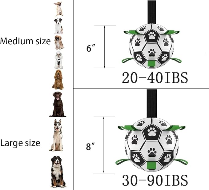 Interactive Dog Soccer Ball with Straps, Durable PU Herding Ball for Dogs, Lightweight Dog Toys for Outdoor Play, Tug Training Toy with Pump – Ideal Pet Gift for Large Dogs (8 Inch)
