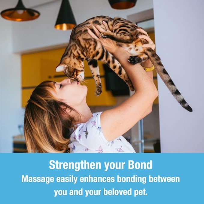 Tilcare Handheld Pet Massager for Dogs and Cats Electric Cat and Dog Massage Tool - Head and Back Scratcher for Relieving Tension, Tight Muscles and Stiffness with Four Rotating Massage Heads