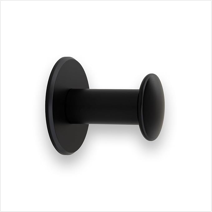 Evi Bathroom Hanger | Stainless Steel Wall Hanger | Black Lacquered Finish | for Hanging Clothes, Coats or Towels | Adhesive Towel Rail and/or Screw | 188DUALNG