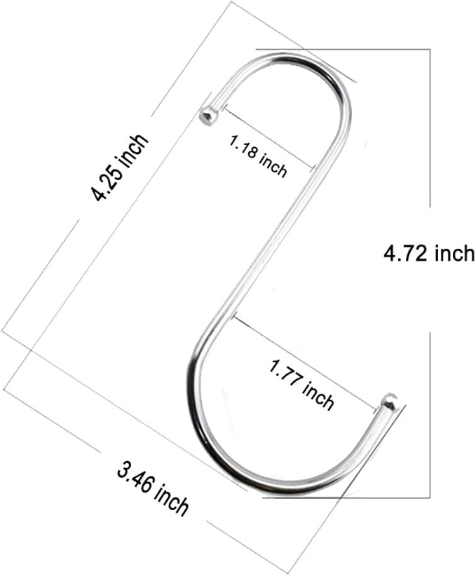 18 Pcs Heavy Duty 4.7 Inches Extra Large S Shape Hooks Heavy-Duty Metal Hanging Hooks Apply Kitchenware Bathroom Utensils Plants Towels Gardening Multiple uses Tools (Silver)