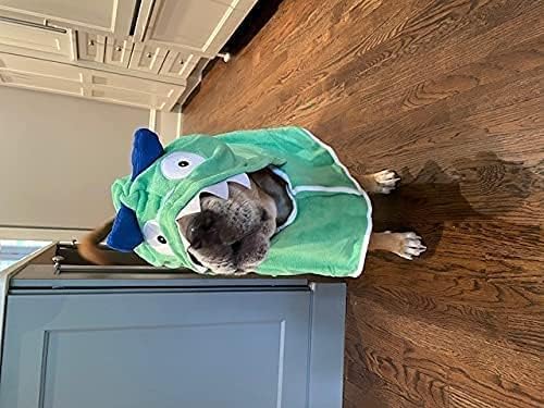BoxDog Wearable Microfiber Dog Towel with Monster Hoodie | Soft Dog Bathrobe (Large)