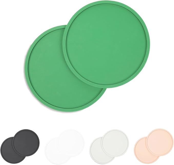 Waggo Habit Silicone Dog Placemat – Set of 2 Modern Heavyweight Silicone Dog Food Mats, Dishwasher Safe, Non-Slip, Solid Color – Forest Green (Medium, 7")