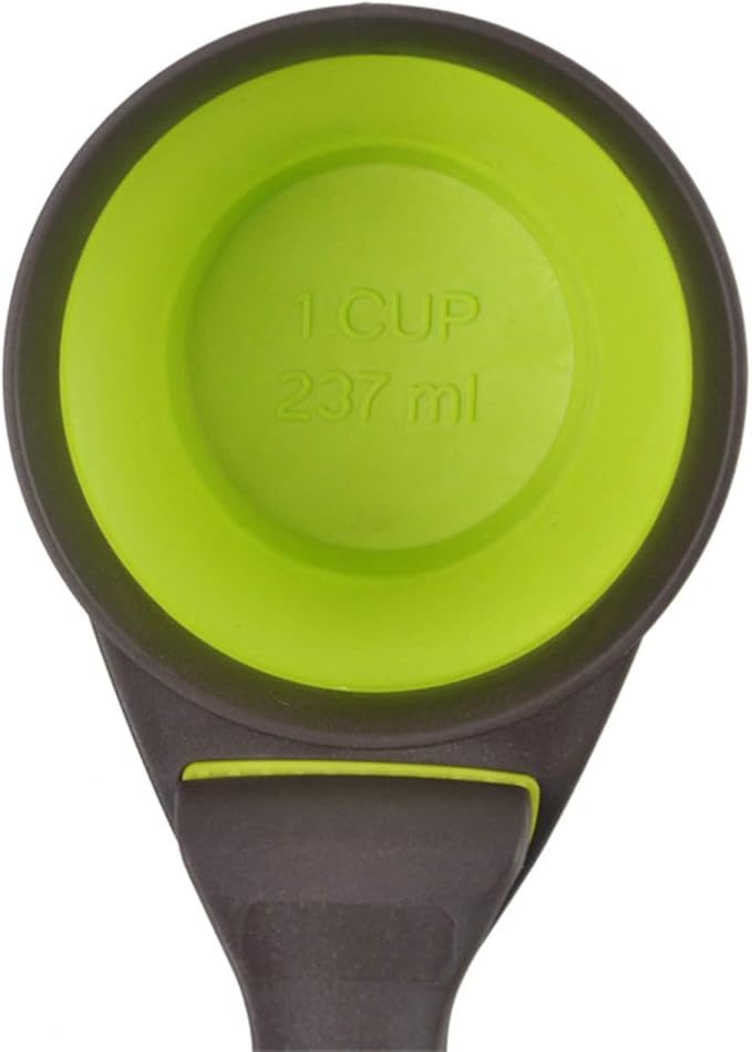 Acronde Collapsible Pet Scoop Silicone Measuring Cups Set Sealing Clip 3 in 1 Multi-Function Scoop Bowls Bag Clip for Dog Cat Food Water Set of 2 (1 Cup & 1/2 Cup Capacity) (Multicolor)