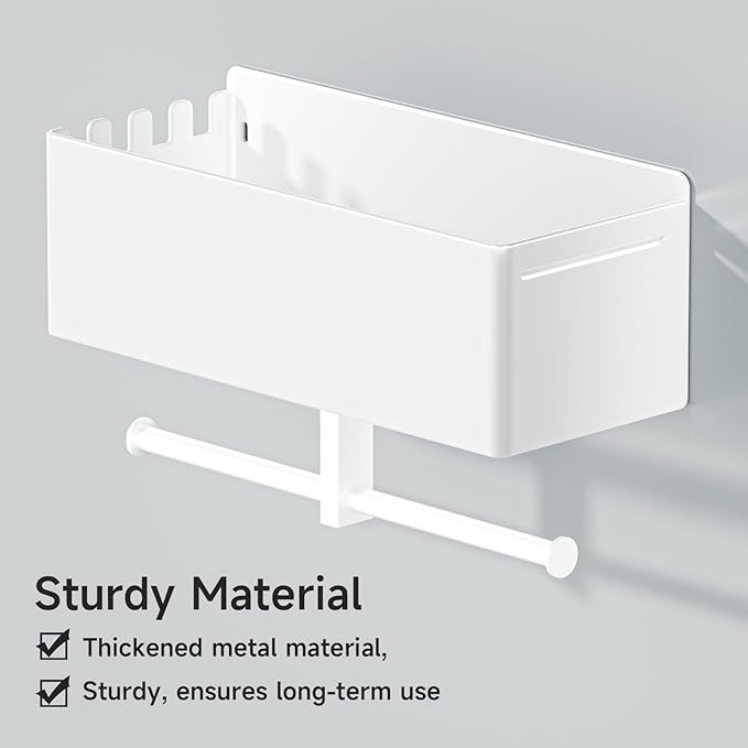 Dog Leash Holder for Wall, Dog Leash Hooks, Pet Stuff Organizer with Shelf Storage, Metal Key Holder, Leash Hangers Organizer Rack for Pet Collar, Toys, Treats, Poop Bag (White)