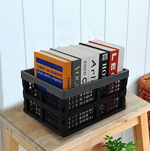Rinboat 15 L Plastic Collapsible Crates, Stackable Folding Crates, 4 Packs