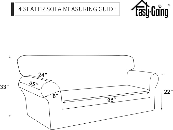 Easy-Going Sofa Slipcover Waterproof Sofa Cover Couch Cover for 4 Cushion Couch with Elastic Straps Washable Non-Slip Furniture Protector Cover for Pets, Dogs, Cat (XX-Large, Peacock Blue)