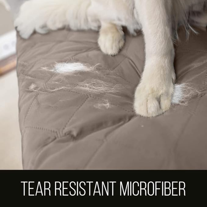 Sofa Shield Couch Sectional Covers for Dogs, Reversible Furniture Protector with Strap, Stain and Tear Resistant Cushion Cover, 30x30 inch Seat, Machine Washable Slipcover Pets, Cats, Light Gray