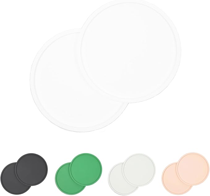 Waggo Habit Silicone Dog Placemat – Set of 2 Modern Heavyweight Silicone Dog Food Mats, Dishwasher Safe, Non-Slip, Solid Color – White (Large, 9")