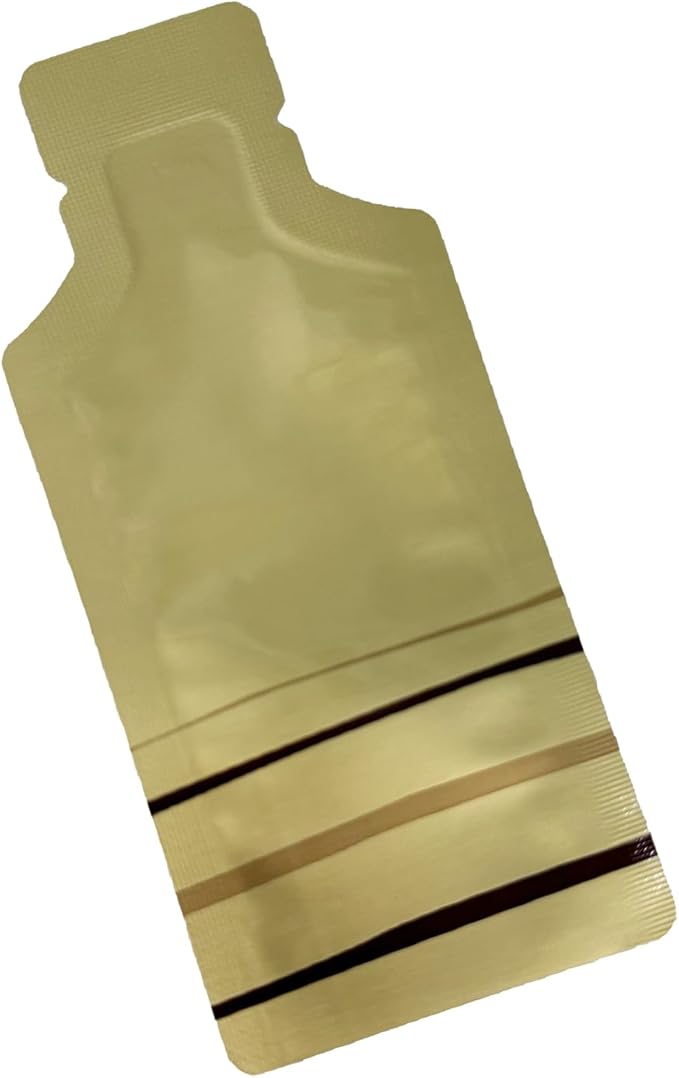 PABCK 100 Pcs Disposable Open Up Mylar Storage Bags Cosmetic Shampoo Liquid Containers Sample Pouch Heat Seal Foil Bag Travel Use Packets for Toiletries Skincare Lotion (Gold, 2.36x4.72 inch)