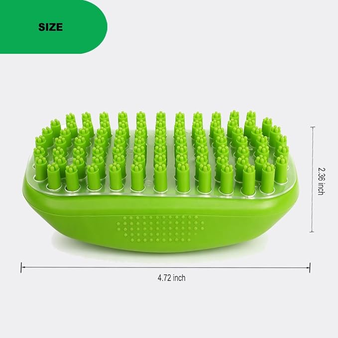 Rubber Curry Brush for Dog & Cat, Soft Curry Comb with Removable Screen, Pet Silicone Brush for Short & Long Hair, Use Wet as Bath Scrubber or Dry for Grooming