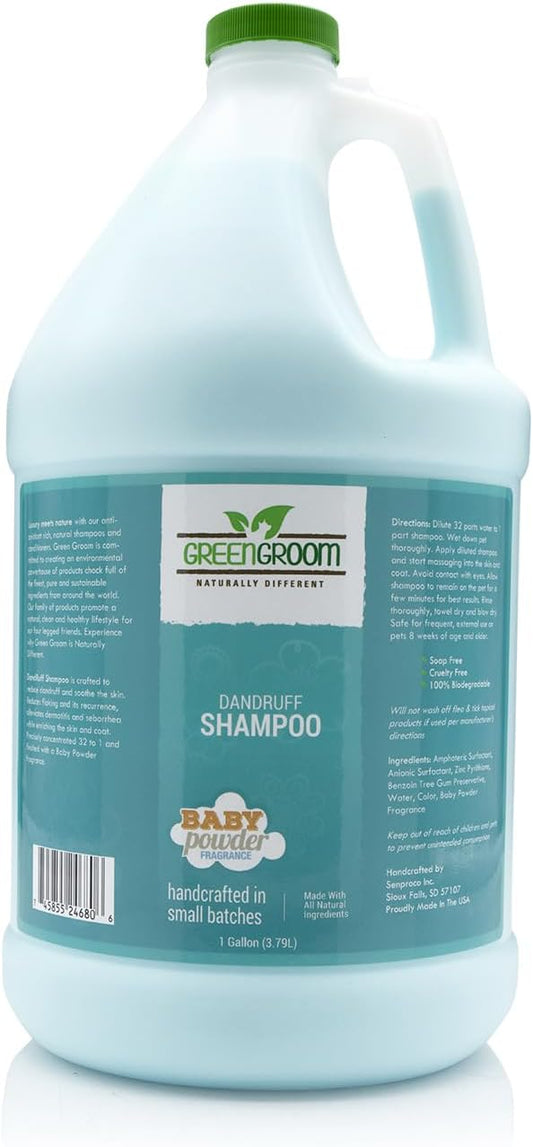 Green Groom Dandruff Dog Shampoo, 1 Gallon - All Natural Ingredients, Eliminates Dandruff and Reduces Flaking, Moisturizes The Skin and Coat, Provides Dry Skin Relief