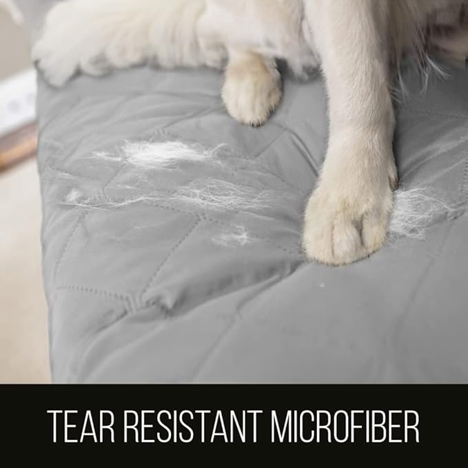 Sofa Shield Couch Recliner Covers for Dogs, Reversible Furniture Protector with Strap, Stain and Tear Resistant Cushion Cover, 25 inch Seat, Machine Washable Slipcover Pets, Cats, Light Gray