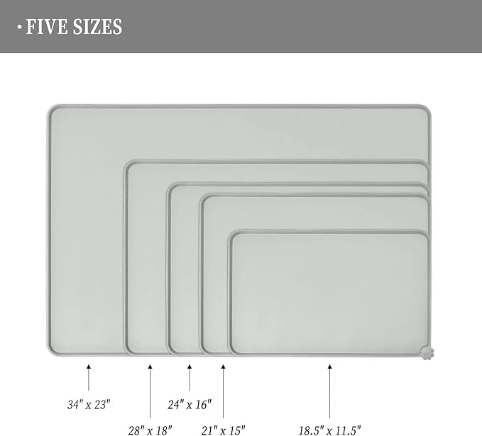 Reopet Waterproof Pet Feeding Mat with High Raised Edges, Heavier and Thicker Placemats for Cat Dog Water Bowl with BPA Free, Dogs Cats Food Mats for Messy Drinkers to Prevent Spill and Protect Floors