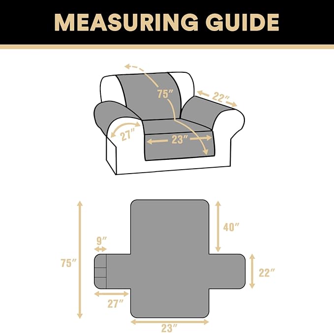 PrinceDeco 100% Waterproof Chair Sofa Slipcover for Living Room Water Resistant Couch Cover Furniture Protector Cover with Elastic Straps for Pets Kids Children Dog Cat(Chair 23", Smoke Blue)