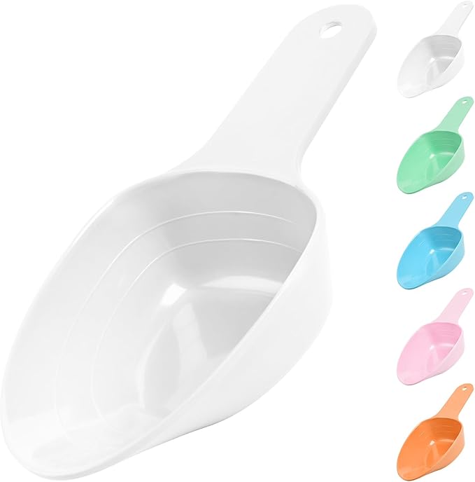 FURMYLOVE Dog Food Scoop-Melamine Pet Food Measuring Cup - 1 Cup 1/2 Cup 1/4 Cup Dog Cat Bird and Rabbit Food Feeding Scoop Dishwasher Safe - White