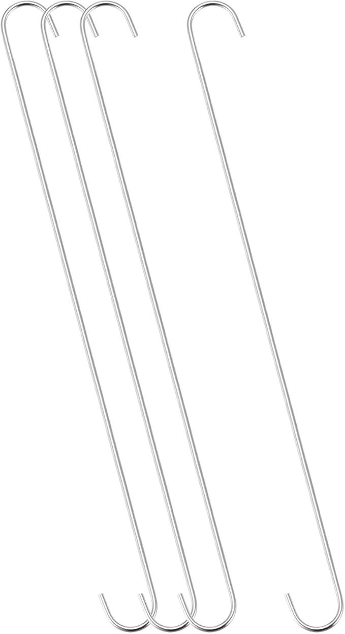 uxcell S Hanging Hooks, 20inch/500mm Extra Long Steel Hanger, Indoor Outdoor Uses for Garden, Bathroom, Closet, Workshop, Kitchen, Silver Tone, 4Pcs