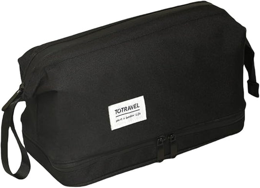SINLAND Travel Toiletry Bag Water-resistant with Hanging Hook for Mens Large Packing with Waterproof Wet/Dry Compartment Travel Shower Bags Travel Toiletry Organizer Dopp Kit Shaving Bag