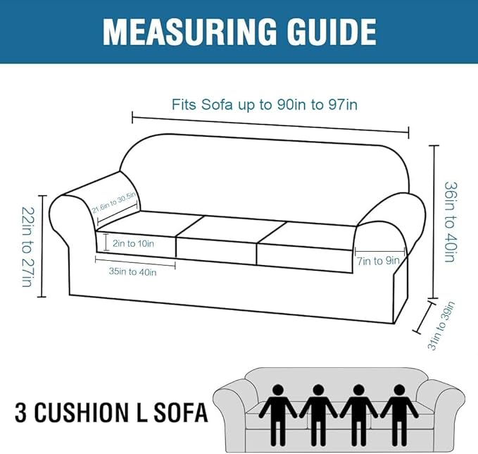 H.VERSAILTEX High Stretch Sofa Slipcover 4 Piece Cover Velvet Furniture Protector Form Fit Thick Velvet Extra Large Sofa Cover for 3 Cushion Couch Width Up to 97 Inch (Large Sofa, Mocha)