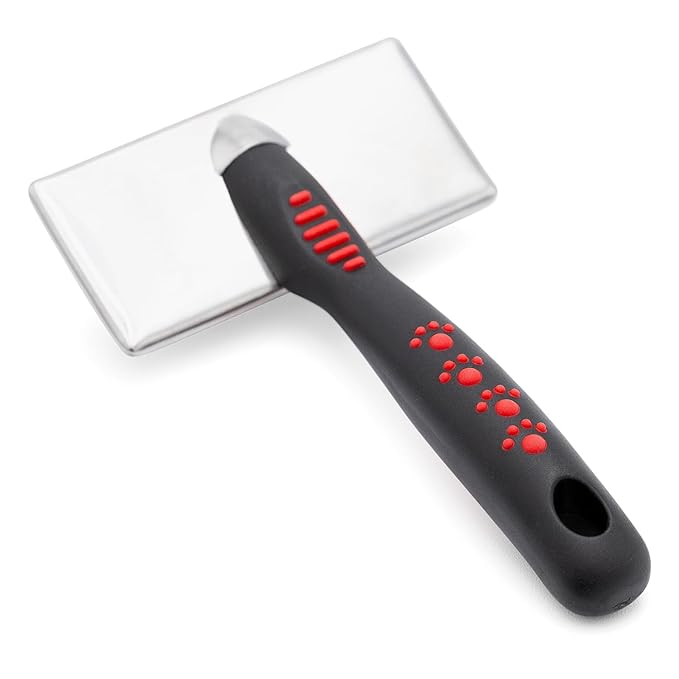 Jeffers Non Slip Slicker Pet Grooming Brush – Soft Pins, Red & Black Handle – Detangling Grooming Tool for Dogs & Cats with Short, Long, Thick & Curly Coats – Easy Grip Pet Comb - Medium Size