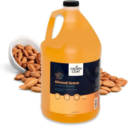 Crown Coat Almond Grove All Purpose Dog Shampoo, 1 Gallon - New Long Lasting Fragrance Technology, Professional Grooming Grade, Naturally Derived Ingredients, Soothes and Strengthens The Coat