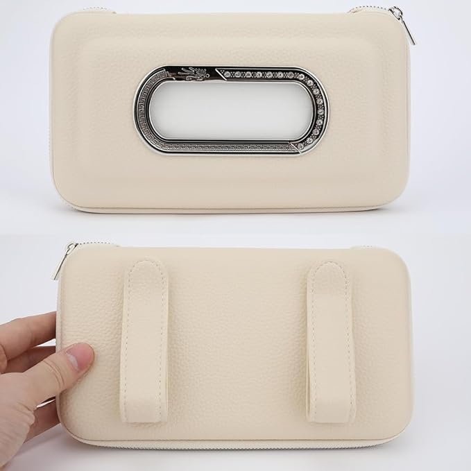 Car Tissue Holder, Visor Mask Holder, Sun Visor Napkin Holder, Car Mask Dispenser, Premium Leather Tissue Holder for Car SUV Truck (Beige)