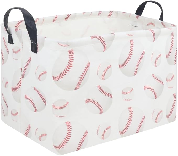 FXOLCSHE Easter baseball basket,Kids Storage Basket,Boys baseball hamper,Waterproof foldable laundry basket,baby Room Decor(Baseball)