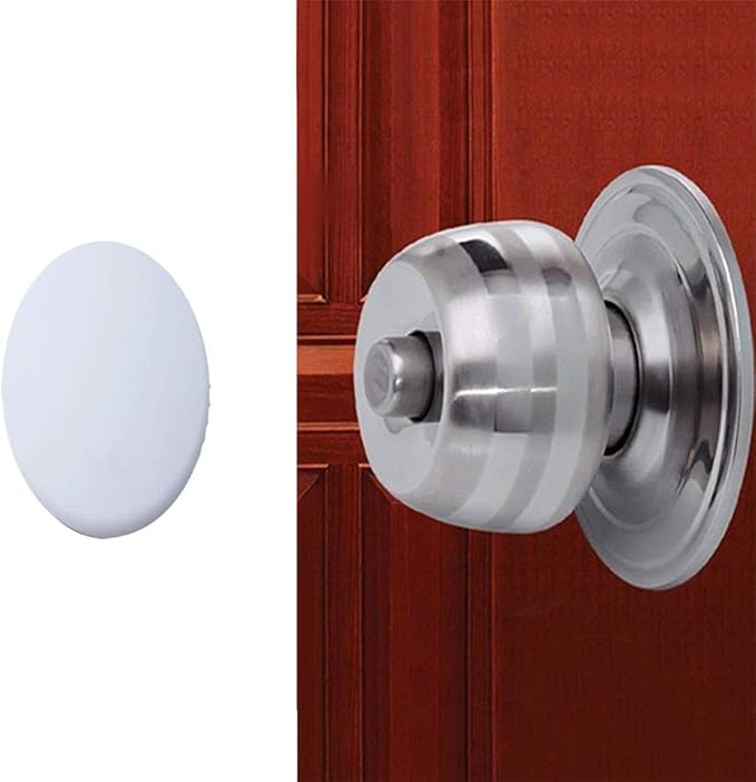 Door Knob Wall Shield, 6PCS White Round Soft Rubber Wall Protector Self Adhesive Door Handle Bumper (Small Round 1.57 Inch 6PCS, White)