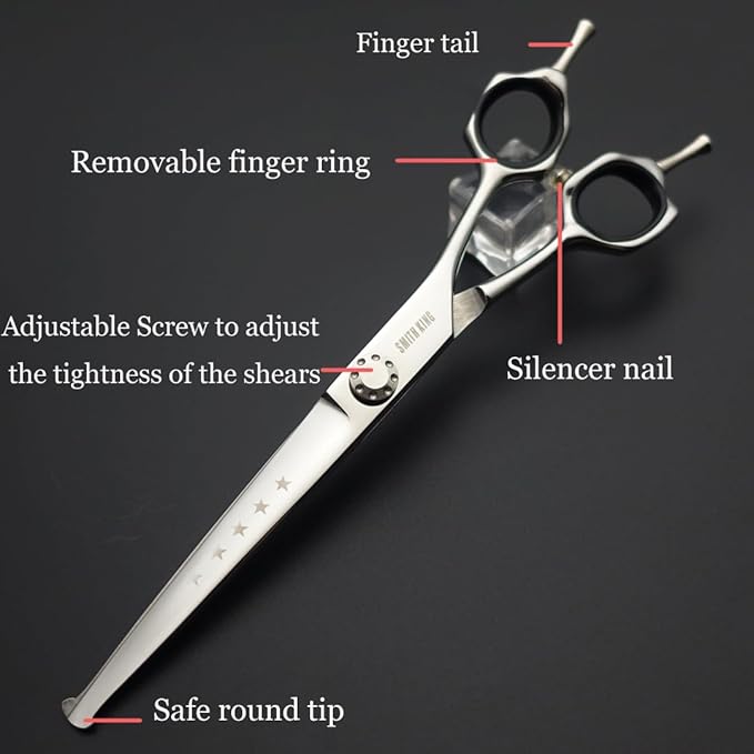 7 inches Safe Dog Grooming Scissors Set with Round Tip,Straight & Thinning & Curved Shears Set with comb for Dog & Cat Grooming &human hair cutting (Green 4 in 1 with comb)
