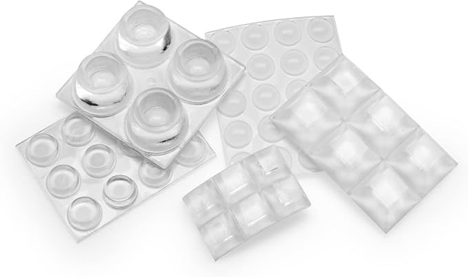 Slipstick Premium Adhesive Clear Bumper Pads 48 Piece Variety Pack, Round and Square Rubber Feet for Electronics, Cutting Boards, Cabinet Stoppers, Drawers, Furniture, Noise Damper Surface Protectors