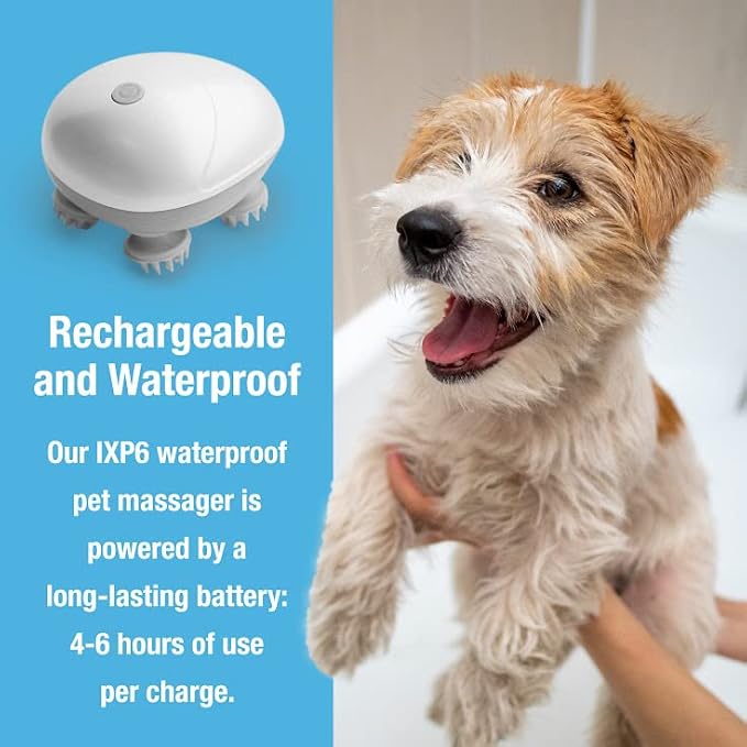 Tilcare Handheld Pet Massager for Dogs and Cats Electric Cat and Dog Massage Tool - Head and Back Scratcher for Relieving Tension, Tight Muscles and Stiffness with Four Rotating Massage Heads