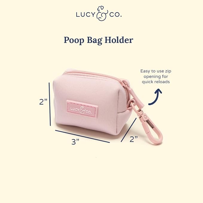 Lucy & Co. Rosewater Everyday Dog Poop Bag Holder - Cute Designer Pet Waste Bag Dispenser, One Size, Solid Light Pink
