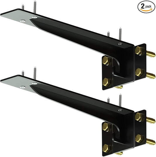 Heavy Duty Shelf Brackets 10 Inch, 1500 lbs Capacity, Hooks for Wall Mounted Shelves, L-Shaped Floating Shelf Brackets with Hanging (Black 2 Pack)