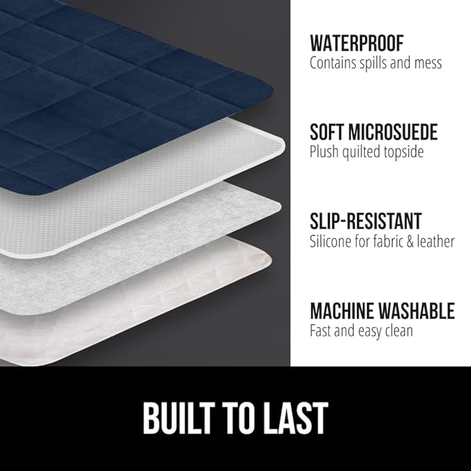 GORILLA GRIP Patented Waterproof Slip-Resistant Oversized 78” Sofa Protector Cover, for Leather or Fabric Couch Cushion, Large Microsuede Furniture Covers Dogs Pets Machine Washable Slipcover, Navy
